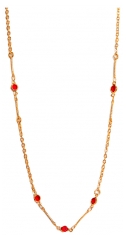 Pharma Bijoux N&aacute;hrdeln&iacute;k s červen&yacute;mi krystaly, zlacen&yacute;, hypoalergenn&iacute; 41/47 cm