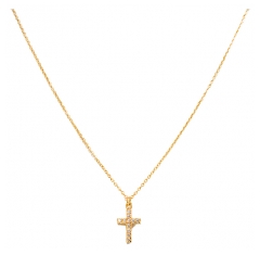 Pharma Bijoux Hypoallergenic Gold-Plated White Crystal Cross Necklace 45/48 cm