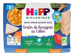 HiPP Mon Dîner Bonne Nuit Gratin de Lasagnes au Céleri dès 8 Mois Bio 2 Pots