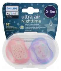 Avent Ultra Air Nightime 2 Chupetes Ortodónticos 0-6 Meses