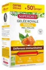 Superdiet Gelée Royale 1500 mg Miel Pollen Bio 20 Ampoules + 10 Ampoules Offertes