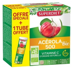 Superdiet Organic Acerola 500 24 Tablets + 12 Free Tablets