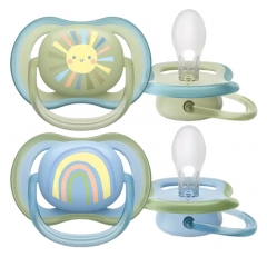 Avent Ultra Air 2 Orthodontic Silicone Soothers with Patterns 0-6 Months