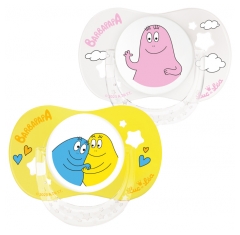 Luc et Léa 2 Silicone Soothers With Ring 0-6 Months Barbapapa Limited Edition