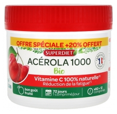 Superdiet Acerola 1000 Orgánica 60 Comprimidos Masticables + 12 Comprimidos Gratis