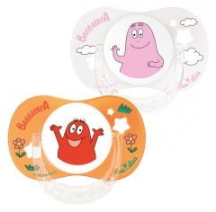 Luc et Léa 2 Physiological Silicon Soothers with Ring 18 Months and + Limited Edition Barbapapa