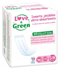 Inserte de unică folosință ultra-absorbante Love & Green pentru scutece lavabile S/M, 25 de inserte