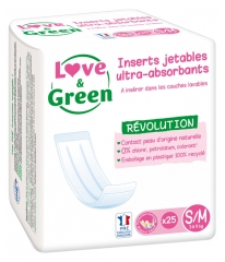 Love & Green Disposable Ultra-Absorbent Inserts for Washable Diapers S/M 25 Inserts