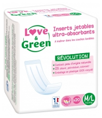 Love &amp; Green Ultraabsorbierende Einmaleinlagen F&uuml;r Waschbare Windeln M/L 20 Einlagen