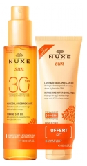 Nuxe Sun Huile Solaire Bronzante Visage et Corps SPF30 150 ml + Lait Fraîcheur Après-Soleil Visage et Corps 100 ml Offert