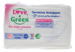 Tampoane Eco Maxi Noapte pentru Incontinență Love &amp; Green 12 bucăți