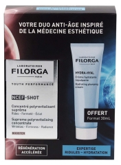 Filorga NCEF - SHOT Supreme Polyrevitalising Concentrate 15ml + HYDRA-HYAL Hydrating Plumping Cream 30ml Offered