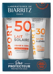 Laboratoires de Biarritz Sport Lait Solaire SPF50 Visage et Corps Bio 50 ml + Baume à Lèvres SPF30 Bio 15 ml