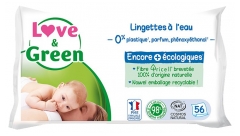 Șervețele umede cu apă Love & Green 56