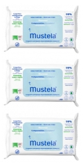 Mustela Compostable Unscented Cleansing Wipes 3 x 60 Wipes