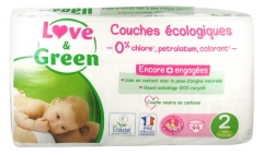 Love & Green Couches Hypoallergéniques 44 Couches Taille 2 (3-6 kg)