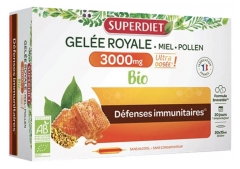 Superdiet Gelée Royale 3000 mg Miel Pollen Bio 20 Ampoules