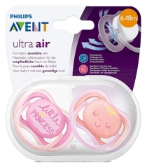 Avent Ultra Air 2 Soothers Silicone with Patterns 6-18 Months