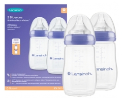 Lansinoh Natural Wave 2 Feeding Bottles 3 Months and + 240 ml