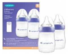 Lansinoh Natural Wave 2 Feeding Bottles 1 Month and + 160 ml