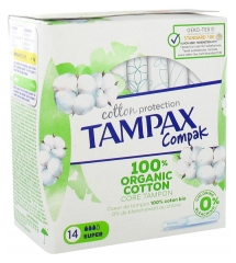 Tampax Compak Cotton Protection Super 100% Organic Cotton 14 Pads