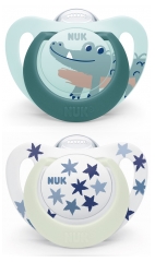 NUK Starlight Giorno e Notte 2 Succhietti in Silicone 6-18 Mesi