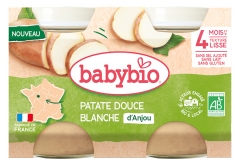 Babybio Patate Douce Blanche 4 Mois et + Bio 2 Pots de 130 g