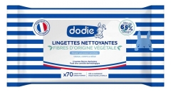 Dodie Lingettes Nettoyantes Fibres d'Origine Végétale 70 Lingettes Grand Format