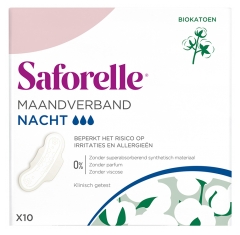 Saforelle Night Sanitary Napkins 10 Sanitary Napkins