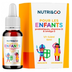 Nutri&amp;Co Pour les Enfants Probiotiques Vitamine D et Oméga 3 15 ml