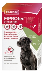 Beaphar Fiprotec Combo Solution Spot-on Grands Chiens 20-40 kg 3 Pipettes de 2,68 ml