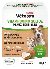 Clément Thékan Vétosan Shampoo Solido Biologico Pelle Sensibile per Cani e Gatti 100 g