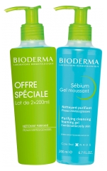 Bioderma Sébium Gel Moussant Nettoyant Purifiant Lot de 2 x 200 ml