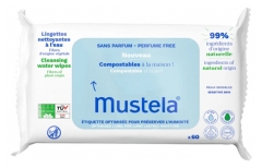 Mustela Salviette Detergenti non Profumate Compostabili 60 Salviette