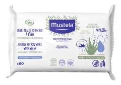 Mustela Chusteczki z Organicznej Bawełny z Wodą 60 szt