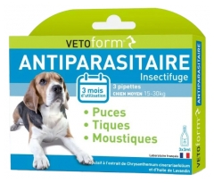 Vetoform Antiparasitaire Chien Moyen 15-30 Kg 3 Pipettes