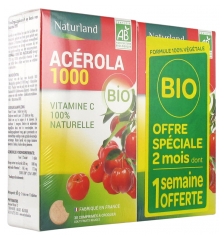 Naturland Acerola Bio 1000 Lot 2 x 30 Comprimés A Croquer