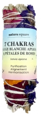 Natura Square 7 Chakras Sauge Blanche Apiana &amp; Pétales de Roses Fagot de Fumigation