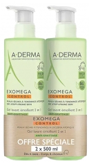 A-DERMA Exomega Control Anti-Scratching 2in1 Emollient Cleansing Gel 2 x 500ml