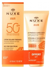 Nuxe Sole Crème Solaire Fondante Visage SPF50 50 ml + Lait Fraîcheur Après-Soleil Visage et Corps 50 ml Offerta