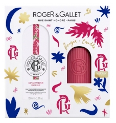 Roger &amp; Gallet Gingembre Rouge Coffret Eau Parfumée Bienfaisante 100 ml + Bougie Parfumée 75 gr Offerte