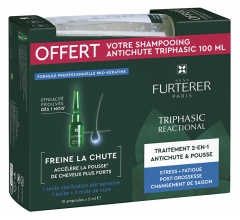 René Furterer Triphasic Reactional Set 12 Ampoules + Free 100 ml Anti-Hair Loss Shampoo