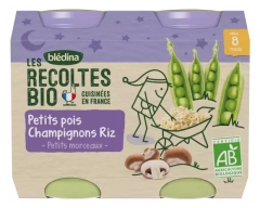 Blédina Les Récoltes Bio Petits Pois Champignons Riz dès 8 mois Bio 2 Pots