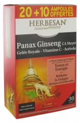 Herbesan Panax Ginseng CA Meyer Royal Jelly Witamina C Acerola 20 Ampułek + 10 Ampułek Gratis