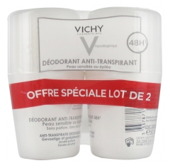 Vichy 48H Anti-Perspirant Deodorant Sensitive or Waxed Skins Roll-on 2 x 50ml