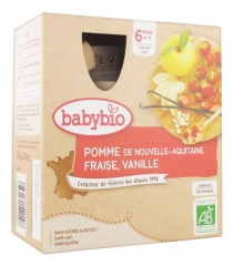 Babybio Apple Strawberry Vanilla 6 Months and + Organic 4 Gourds of 90g