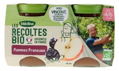 Blédina Les Récoltes Organic Jabłka Śliwki od 4/6 Miesiąca Organic 2 Słoiki