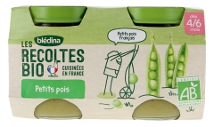 Blédina Les Récoltes Bio Petits Pois dès 4/6 Mois Bio 2 Pots