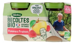 Blédina Les Récoltes Bio Pommes Fraises dès 4/6 Mois Bio 2 Pots