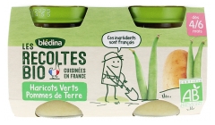 Blédina Les Récoltes Bio Haricots Verts Pommes de Terre dès 4/6 Mois Bio 2 Pots